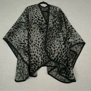 NEW Jessica Black and Gray Leopard Print Cape Super Soft